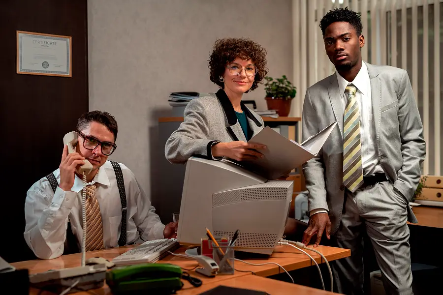 vintage-style-office-workers-having-desk-job